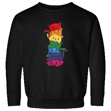 Discover Funny LGBT Cat Stack Rainbow Gay Pride Sweatshirts