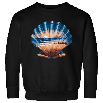 Discover Seashell Beach Scene Serene Ocean Landscape Sweatshirts