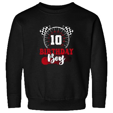 Discover Race Car 10th Birthday Boy Party Pit Crew Sweatshirts
