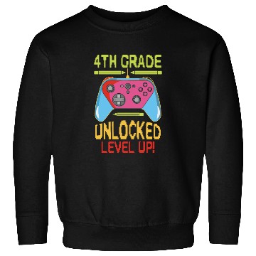 Discover 4th Grade Unlocked Level Up Video Gamer Sweatshirts Back