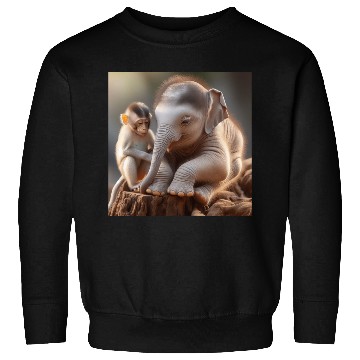 Discover Cute Monkey and Elephant. Sweatshirts