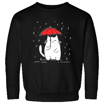 Discover Red Umbrella Cat Rainy Day Cat Sweatshirts