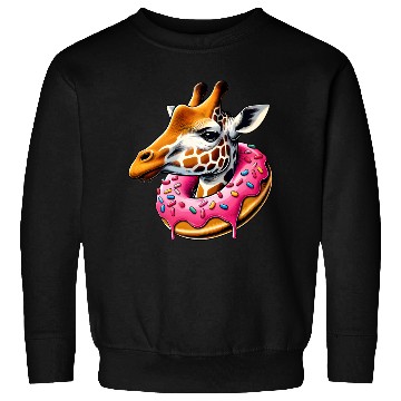 Discover funny feast for the eyes - giraffe with donut Sweatshirts