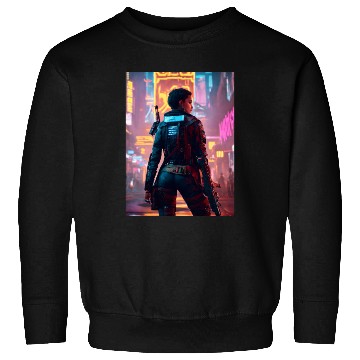 Discover Cyberpunk Warrior: Sentinel of the Neon Streets Sweatshirts