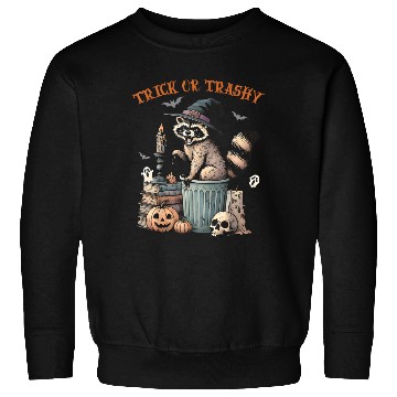 Discover Trick Or Trashy Funny Raccon Halloween Sweatshirts