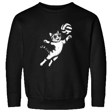 Discover Cat Wearing Sunglasses Playing Volleyball Sweatshirts