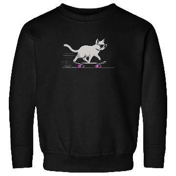 Discover Cat Wearing Sunglasses Riding Skateboard Sweatshirts