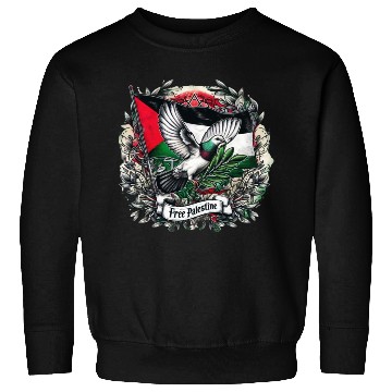 Discover Pigeon holding olive's leaf free Palestine Flag Sweatshirts