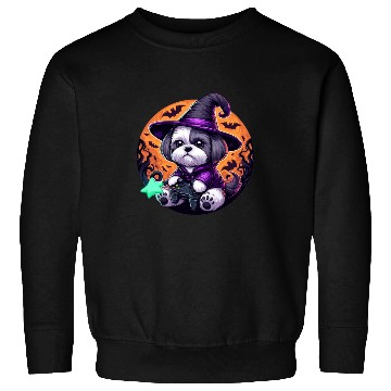 Discover Halloween design Shih Tzu Wizard gamer Sweatshirts