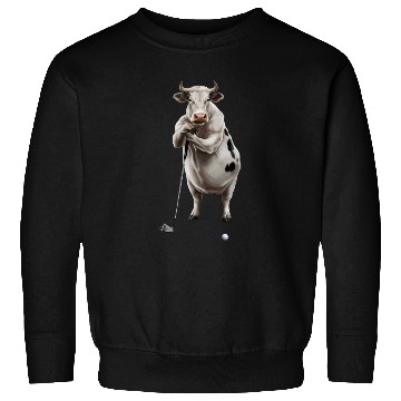 Discover Cow Playing Golf Sweatshirts