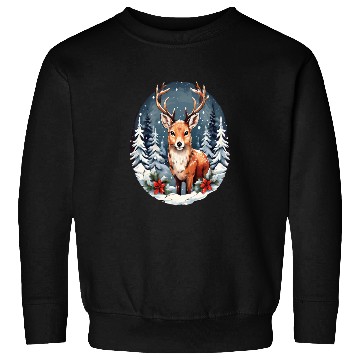 Discover Christmas Deer with Poinsettia and Snow Sweatshirts