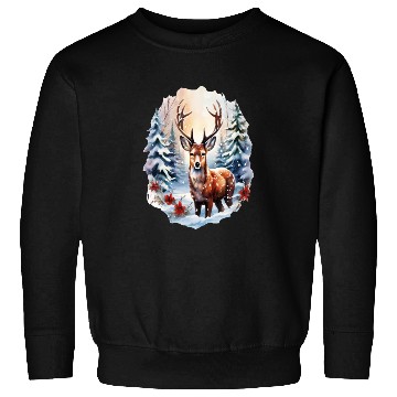 Discover Christmas Deer with Poinsettia and Snow Sweatshirts