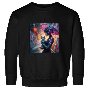 Discover Cat Lady (Cyberpunk) Street Art v2 Sweatshirts