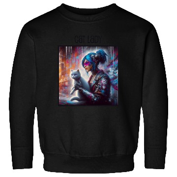 Discover Cat Lady (Cyberpunk) Street Art v1 Sweatshirts