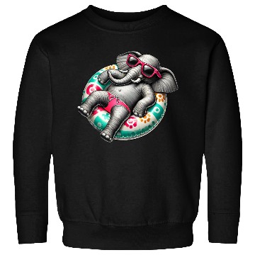 Discover A relaxed elephant on a swimming ring Sweatshirts