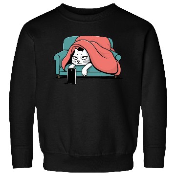 Discover Bored Cat on Couch With Smart Phone Sweatshirts