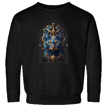 Discover Elegant stylish blue and gold cat face Sweatshirts