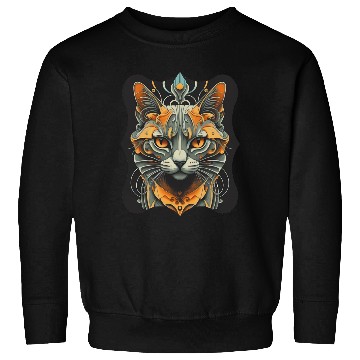 Discover Elegant stylish black and gold cat face Sweatshirts