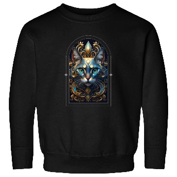 Discover Elegant stylish blue and gold cat face Sweatshirts