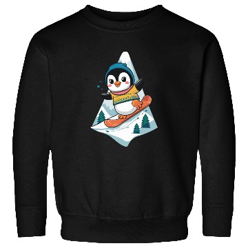 Discover Cute Snowboarding Penguin Adventure Sweatshirts