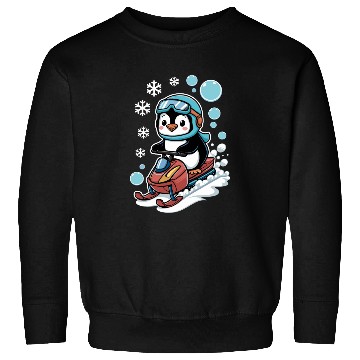 Discover Cute Penguin Riding Snowmobile Winter Fun Sweatshirts