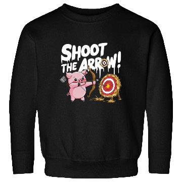 Discover A pink piglet aiming a bow an arrow Sweatshirts