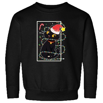Discover Black Cat Christmas Tree Lights Holiday Cats Lover Sweatshirts