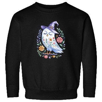 Discover Halloween Owl with Floral Witch Hat Sweatshirts