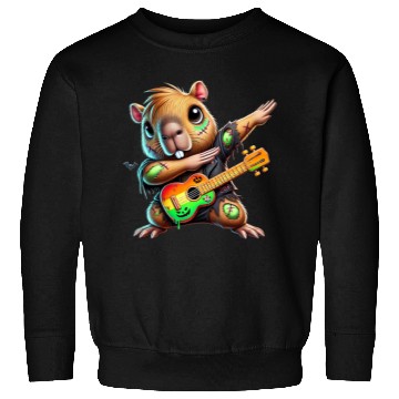 Discover Cute Dabbing Capybara Zombie Squad Guitar Hallowee Sweatshirts