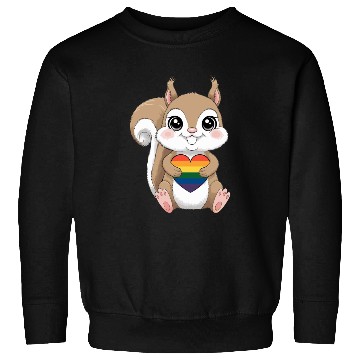 Discover Cute Squirrel Holding Rainbow Heart LGTBQ Love Sweatshirts