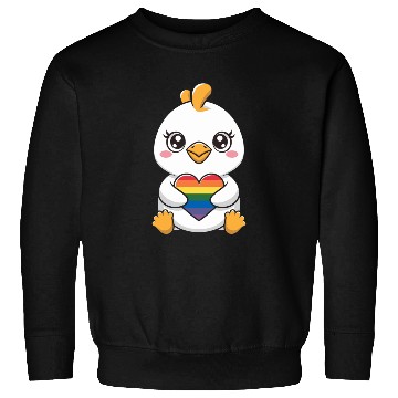 Discover Adorable Chick Holding Rainbow Heart LGTBQ Sweatshirts