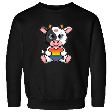Discover LGTBQ Cow Holding Rainbow Heart Sweatshirts