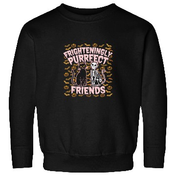 Discover Black Cat and Skeleton Cat Purrfectly Halloween Sweatshirts