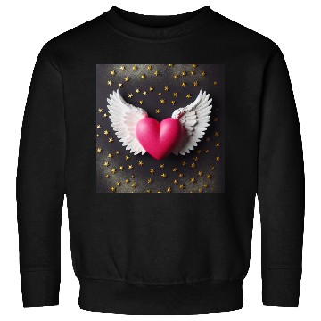 Discover Hot Pink Heart with Wings Sweatshirts