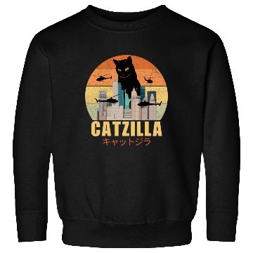Discover Retro Vintage Catzilla Japanese Cute Cat Lover Sweatshirts