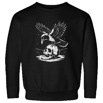 Discover Raven on Skull Gothic Halloween Sweatshirts