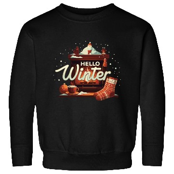 Discover Hello Winter typography vector illustration. Winte Sweatshirts