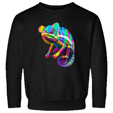 Discover Colorful Chameleon with Sunglasses Sweatshirts