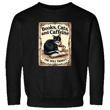 Discover Books, Cats, and Caffeine - The Holy Trinity Sweatshirts
