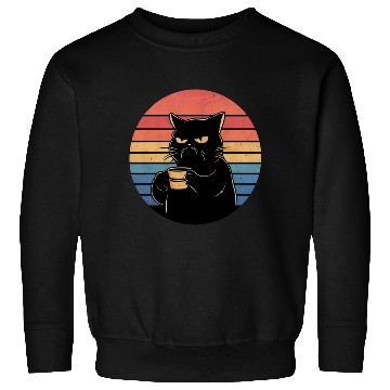 Discover Grumpy Cat with Coffee Retro Style Sweatshirts