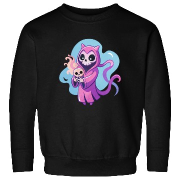 Discover skeletal figure, violet pink robe, lavender puppy Sweatshirts