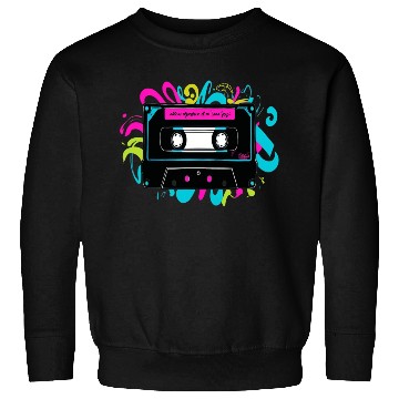 Discover Retro Neon Cassette Tape with Vibrant Splash Sweatshirts