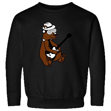 Discover Cool Sitting Grizzly Brown Bear Playing Guitar Fun Sweatshirts