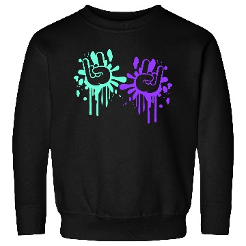 Discover Two heavy metal graffiti horn fingers hand gesture Sweatshirts