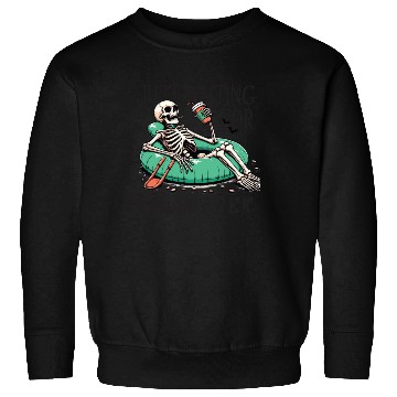 Discover Waiting for halloween saying skeleton at pool Sweatshirts