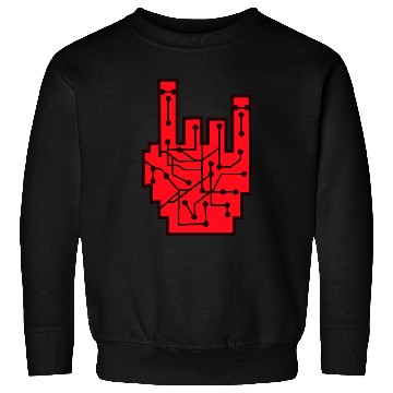 Discover Heavy metal nerd electronic circuits hand gesture Sweatshirts