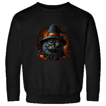 Discover Black Cat with Witch Hat Sweatshirts