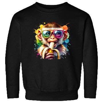 Discover Monkey with sunglasses and banana Sweatshirts