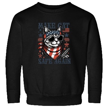 Discover Make Cats Safe Again Funny Cat Lover USA Flag Sweatshirts