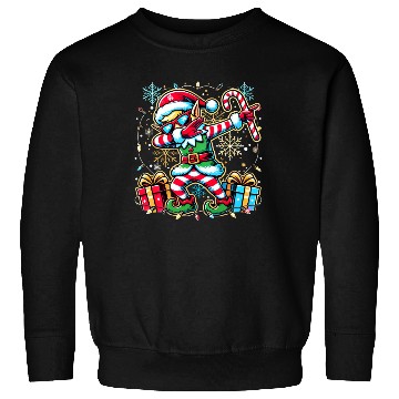 Discover Dabbing Elf with Candy Cane and Presents Sweatshirts